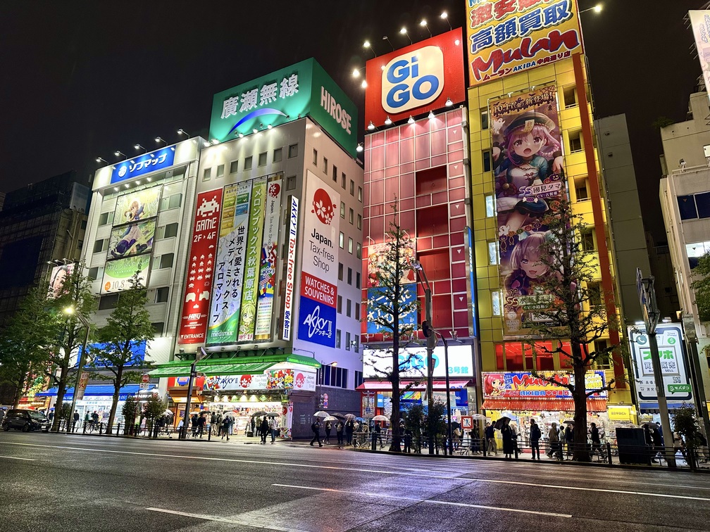 Akihabara de noche en Tokio