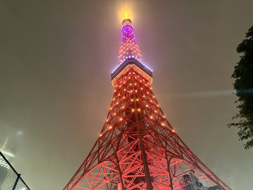 Torre de Tokio de noche con niebla